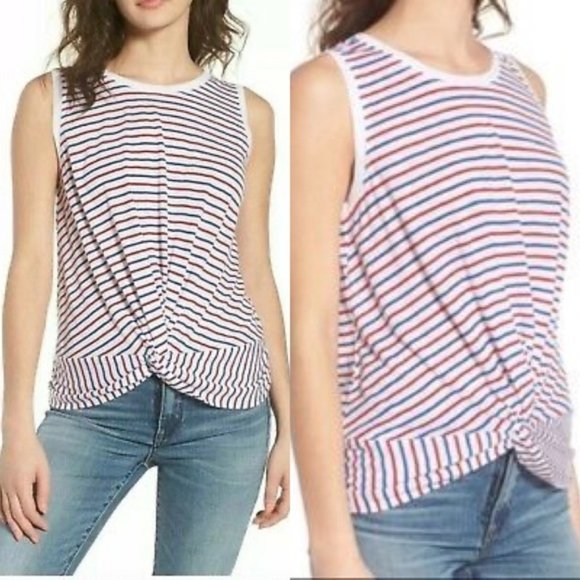bp Tops - BP. Sleeveless Striped Twist Hem Top Size Medium